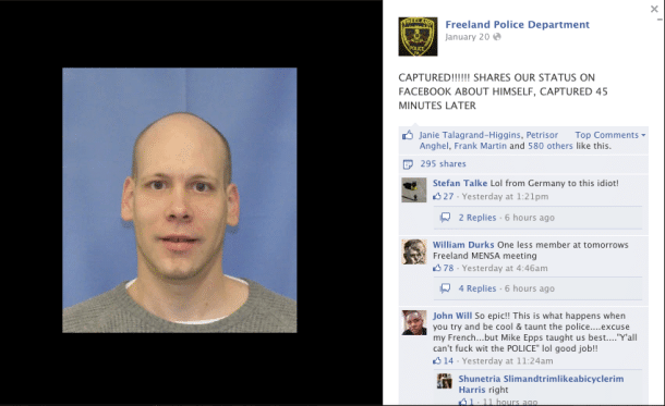 facebook caught a wanted guy
